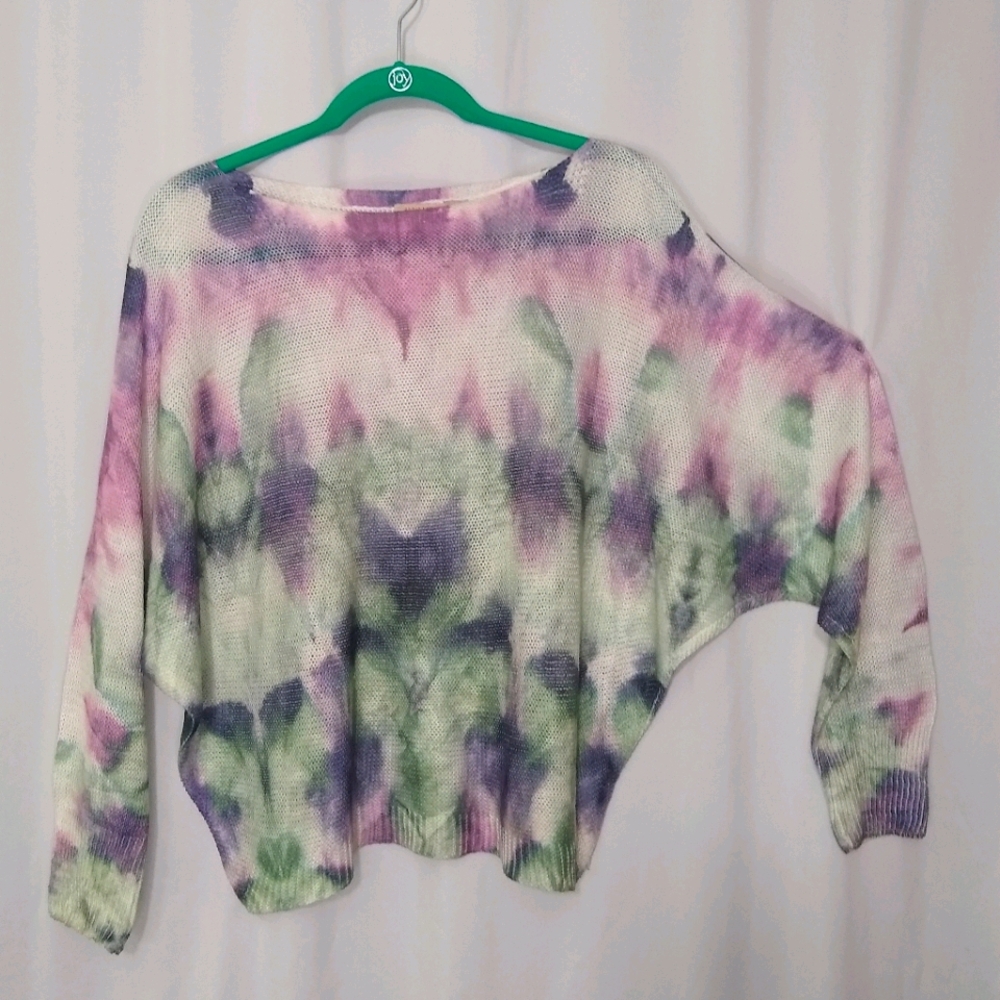 Anna Melani purple and blue tie dye dolman sleeve sweater